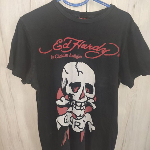 Ed Hardy by Christian Audigier vintage men's black T-shirt size L/M like new