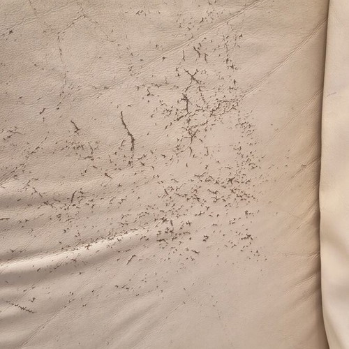 Ikea leather three-seater sofa used with some wear