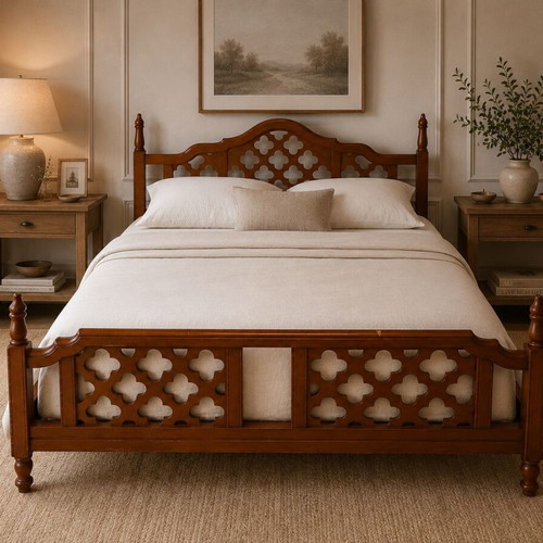 Double bed neoclassical design used, solid wood