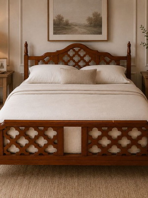 Double bed neoclassical design used, solid wood