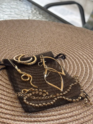 Jewelry set used, 4 pieces, gold color