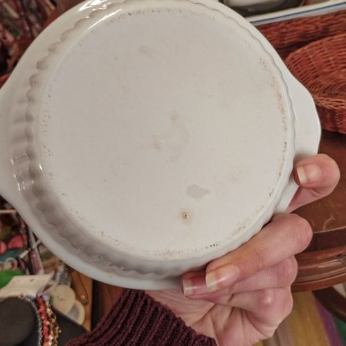 Vintage ceramic serving plates like new with wicker bases