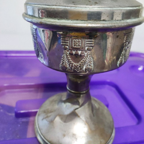 Vintage oil lamp used, metal without glass