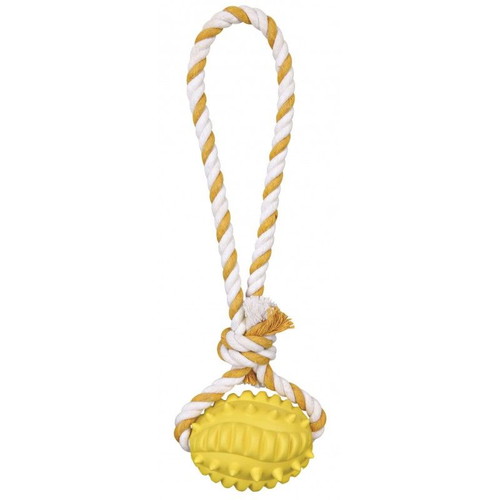 Trixie Rugby Ball Dog Toy on Rope 27cm new