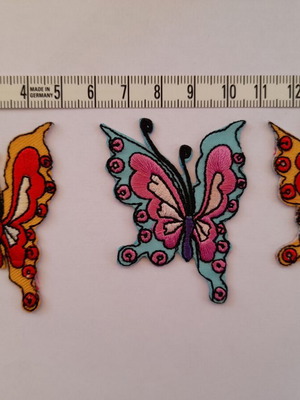 Butterfly motifs heat-seal, pack of 3 pieces, new