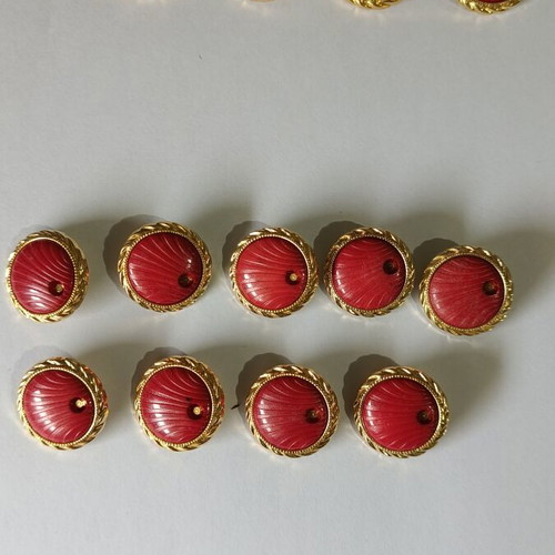 Buttons burgundy with gold, two sizes, new