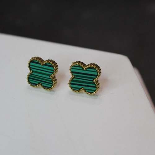 Stud earrings like new, gold-plated stainless steel, green with black stripes