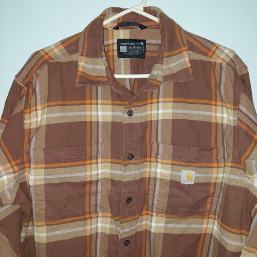 Φανελένιο πουκάμισο Carhartt καφέ και κίτρινο μέγεθος Large σαν καινούργιο