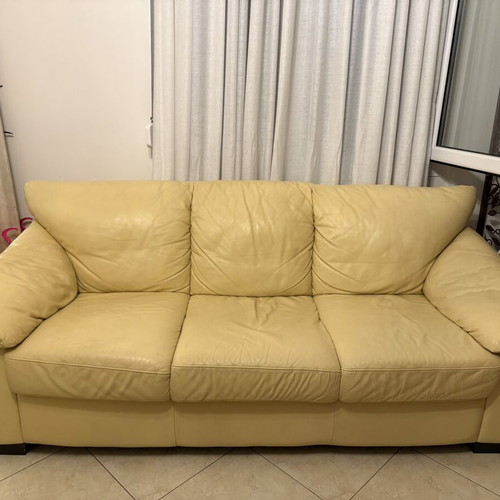 Leather sofa set, 2-seater and 3-seater, soft leather