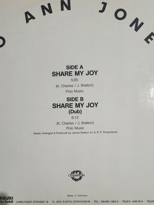 Jo Ann Jones Share My Joy vinyl record like new
