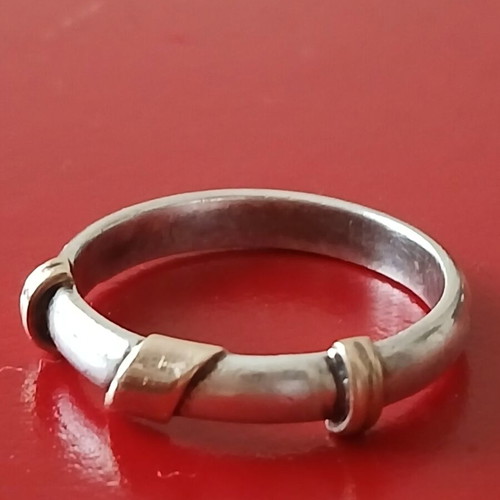 Silver gold ring 925 and 585, like new, 17 mm
