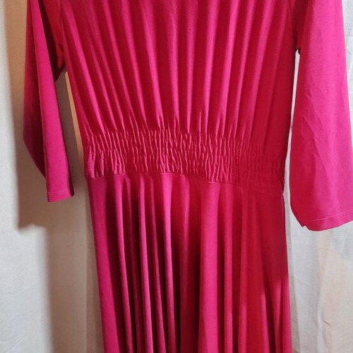 Pink airy dress with sleeve and V neckline, size M