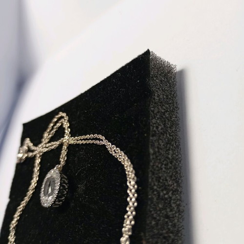 925 Necklace with White Topaz 6x8 and European Zircons new