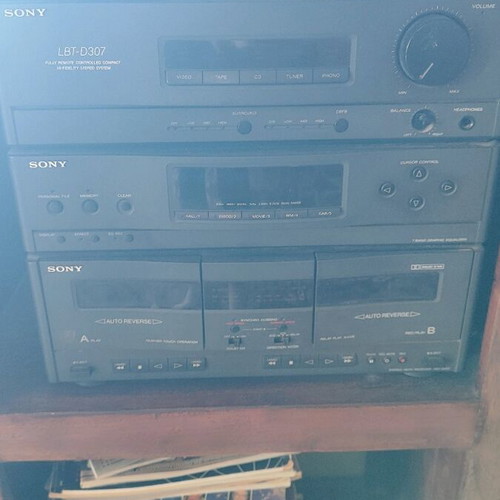 Sony sound system with turntable and dual cassette deck
