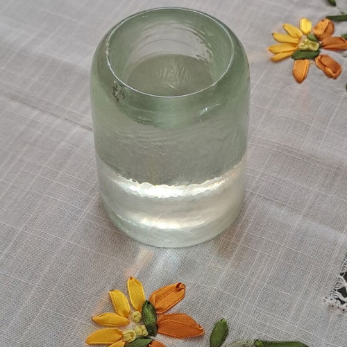 Glass tealight holder made of blown glass like new