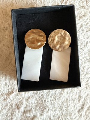 Accessorize earrings like new, white and gold butterfly clasp