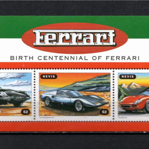 Nevis 1998 100th Anniversary of Enzo Ferrari Birth Mint Sheet