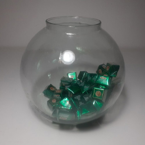 La Mediterranea Handmade Candy Jar like new from recycled glass