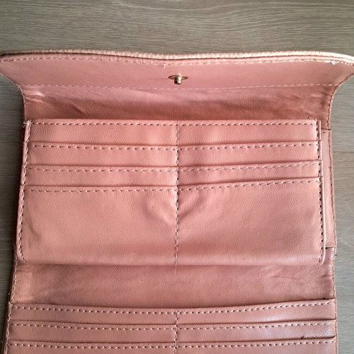 Michael Kors pink leather wallet like new with gold letters