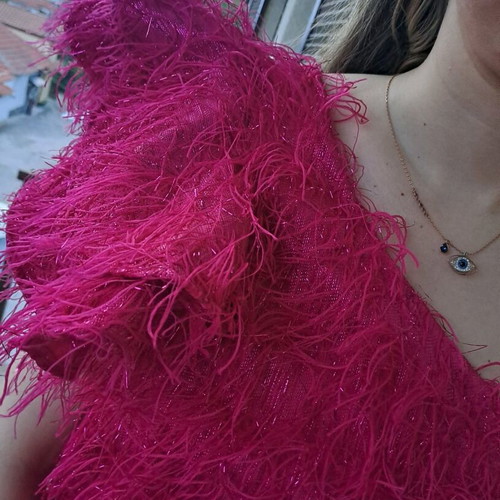 Women's dress new with one shoulder, size large, fuchsia
