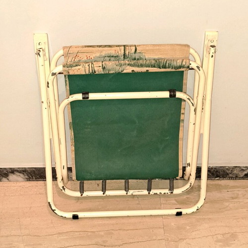Set of metal folding beach chairs used, 3 pieces
