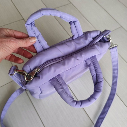 Stradivarius shoulder bag like new, purple, puffer jacket fabric