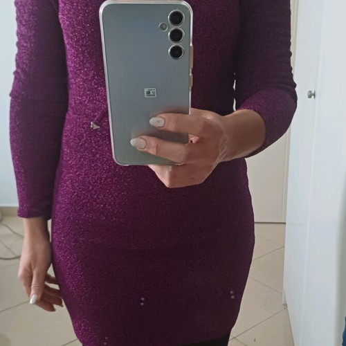Festive dress purple elastic, like new, small