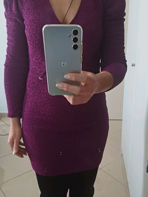 Festive dress purple elastic, like new, small