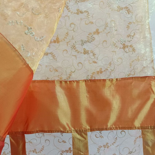 Orange organza curtain like new with beads