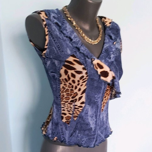 Women's bustier with leopard denim print like new