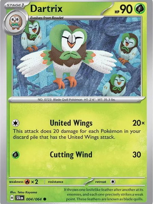 Dartrix 004/064 Shrouded Fable collectible Pokemon card new