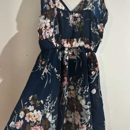 Boho Floral Wrap One-Piece Romper Shein Blue New