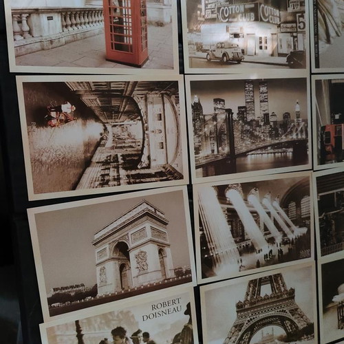Collectible set of 32 vintage postcards with world landscapes and photos