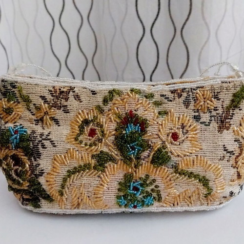 Beaded bag Alexi Andriotti used, multicolor brocade fabric