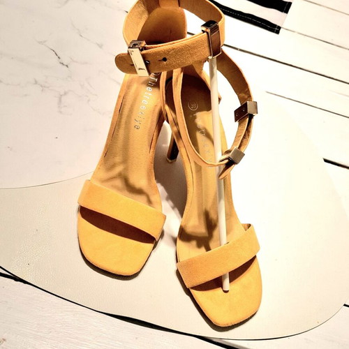 Trendyol yellow suede sandals size 39 new