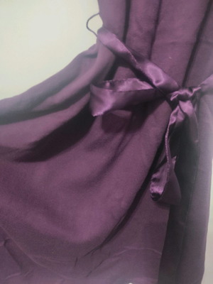 Purple knitted dress with satin belt one size