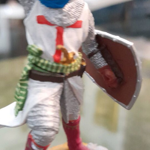 Crusader knight figure used, hand-painted, height 7.5cm