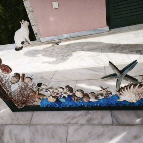 Large handmade mirror with seashells like new