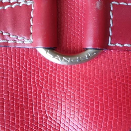 Lancel shoulder bag used, red leather with embossed texture
