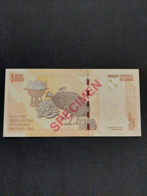 SPECIMEN. CONGO 5 000 FRANCS.