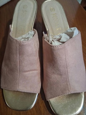 Suede mules like new, size 39, pink