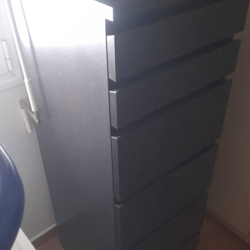 IKEA MALM tall dresser with 6 drawers, like new, black/brown