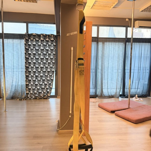 TRX straps used, yellow color, without hook