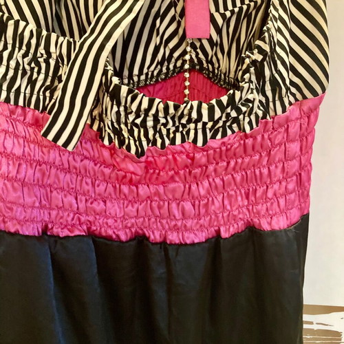 Tassos Mitropoulos short satin dress like new, black and pink