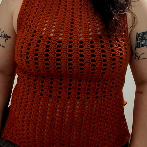Handmade crochet peplum top new, orange