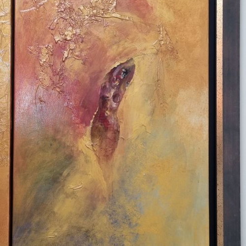 Triptych painting new, acrylic mixed media on canvas