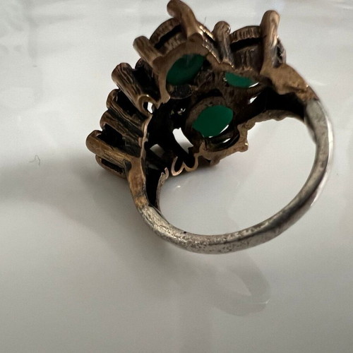 Large ring with rubies used, silver and precious stones