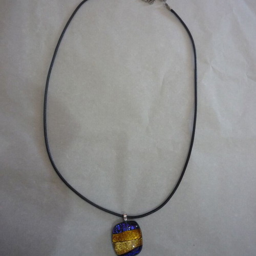 Handmade dichroic glass pendant necklace like new, multicolor
