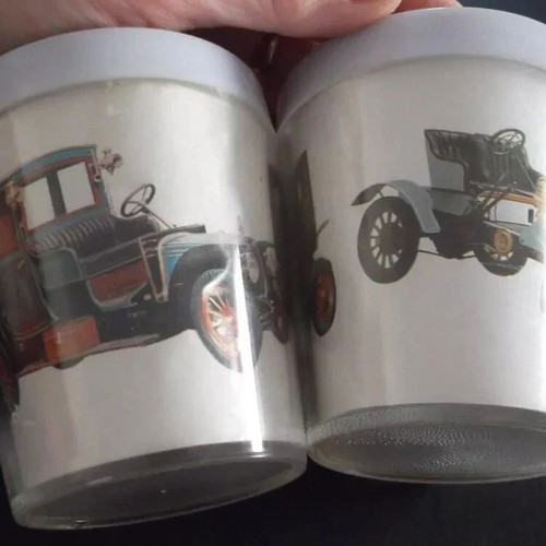 BP Super V Visco Static vintage promotional plastic cups, used, set of 2