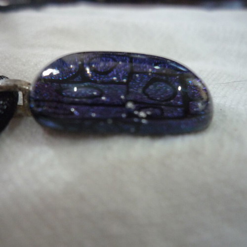 Pendant necklace made of dichroic glass like new, blue and black